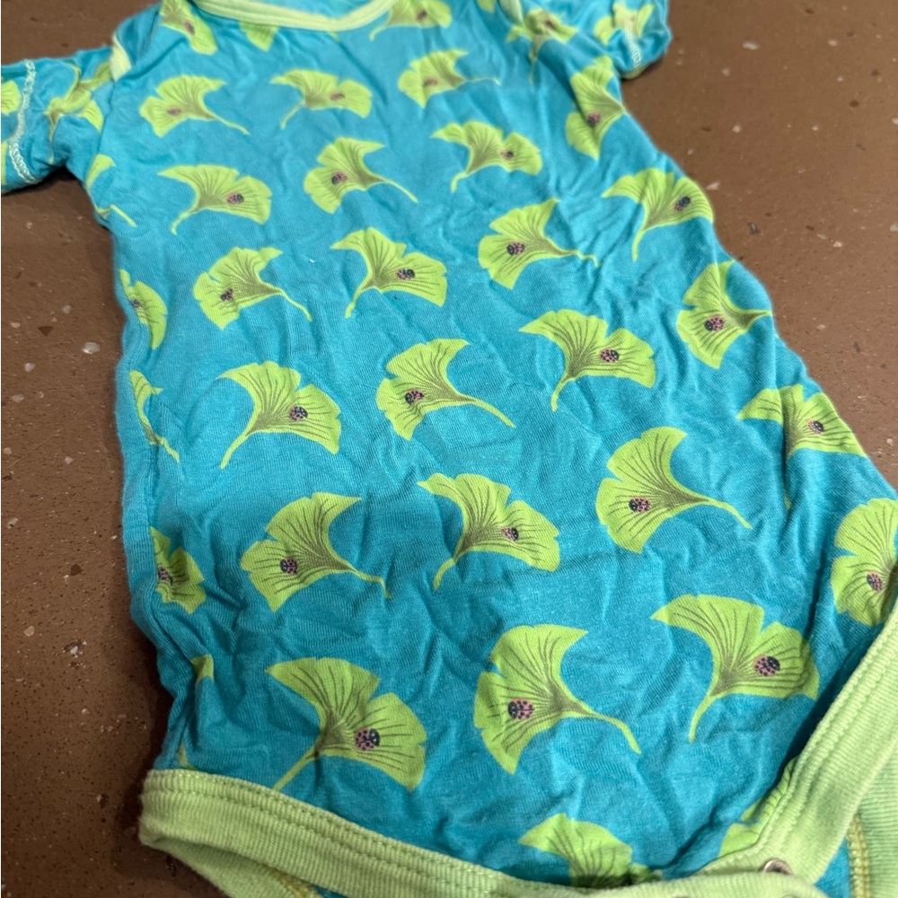 Kickee Pants Teal and Green Onesie